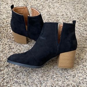 Black faux suede booties